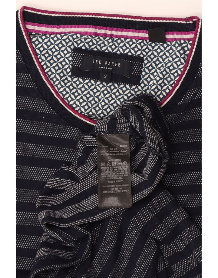 Ted Baker - Camiseta para hombre, talla 3, algodón a rayas, color azul marino