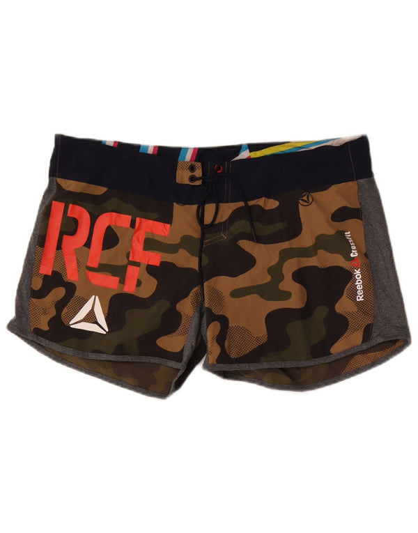 Reebok Shorts de baño gráficos para Mujer UK 12/14 Camuflaje marrón Medio
