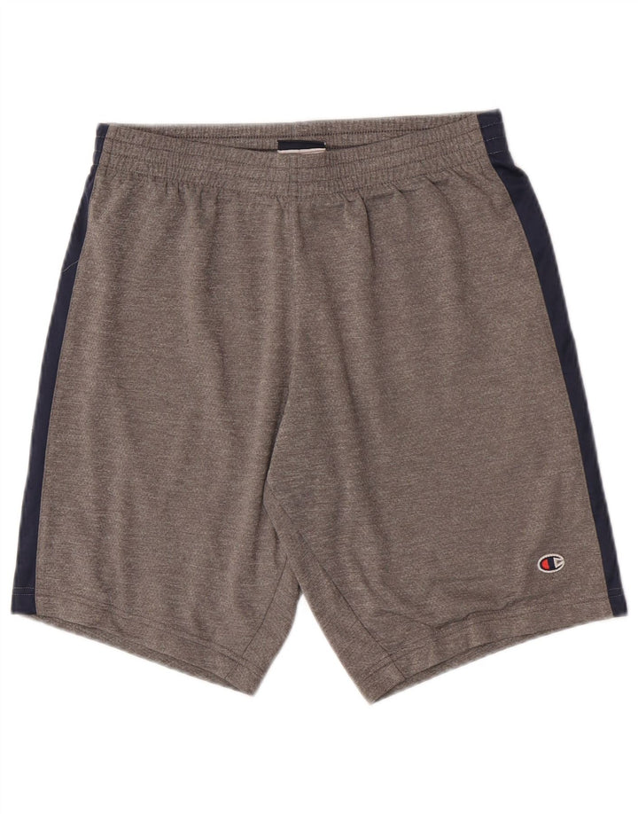 Champion Pantalones cortos deportivos para hombre, poliéster color block, pequeño, gris