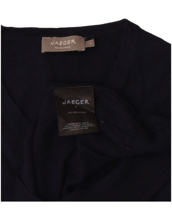 Jaeger Mens Chaleco Tank Top Pequeño Azul Marino Lana Merino
