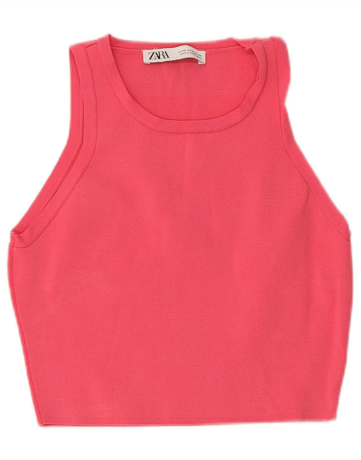 Zara Mujer Crop Vest Top UK 42 Viscosa Rosa Mediana
