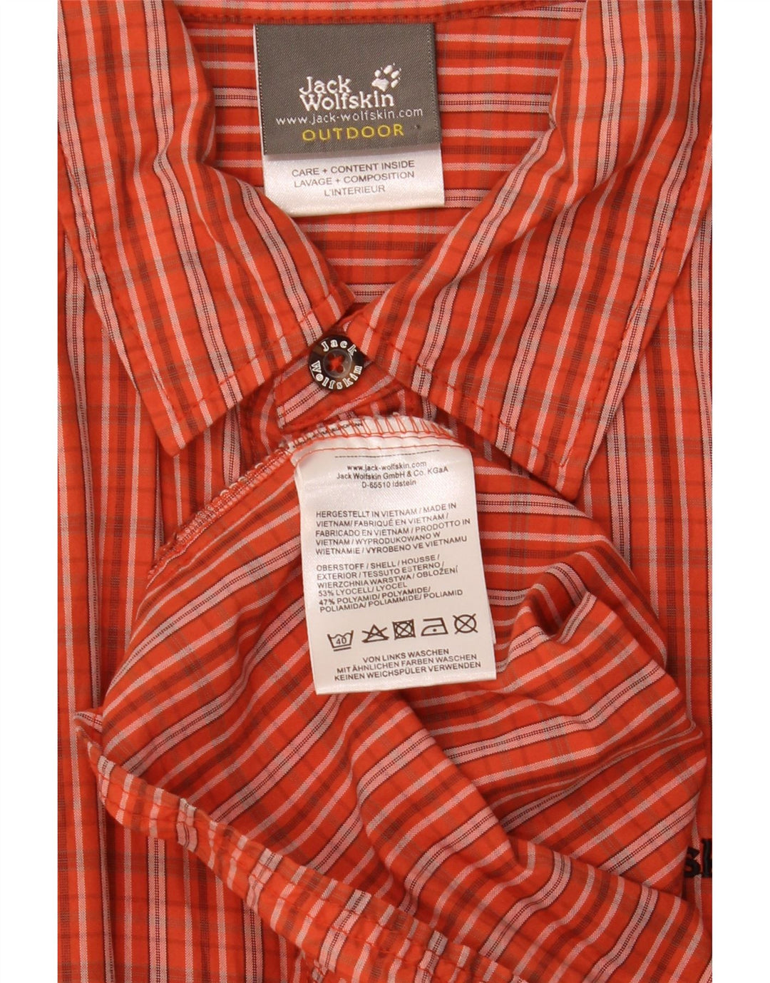 Jack Wolfskin Camisa de manga corta para hombre XL Naranja Check Lyocell
