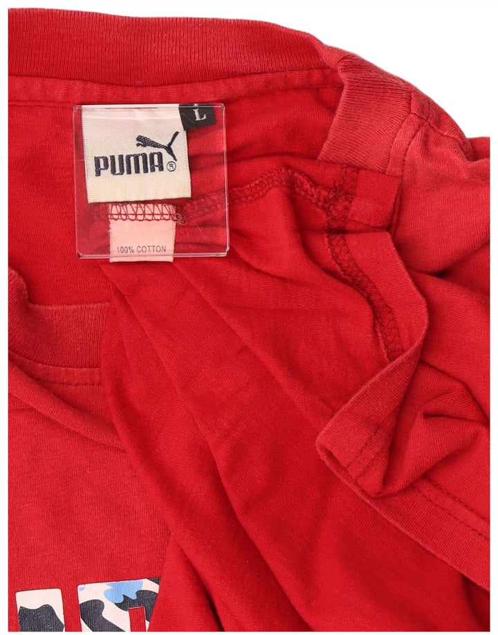 Puma - Camiseta gráfica para hombre, talla grande, algodón rojo