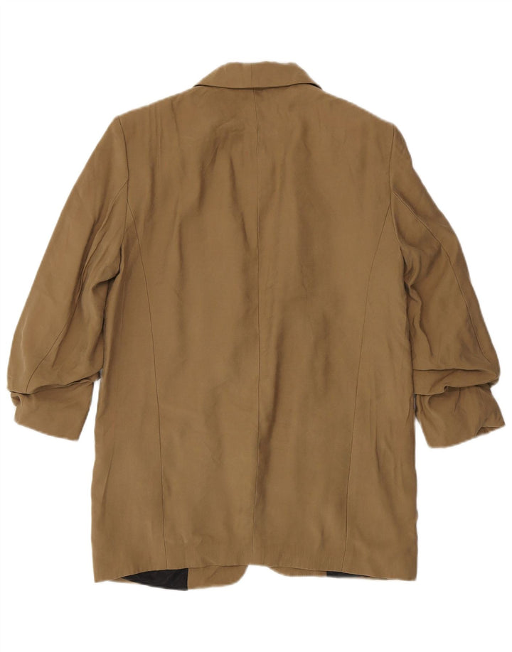 Zara Mujer Chaqueta Americana Abierta Manga 3/4 UK 44 Poliéster Beige Mediano
