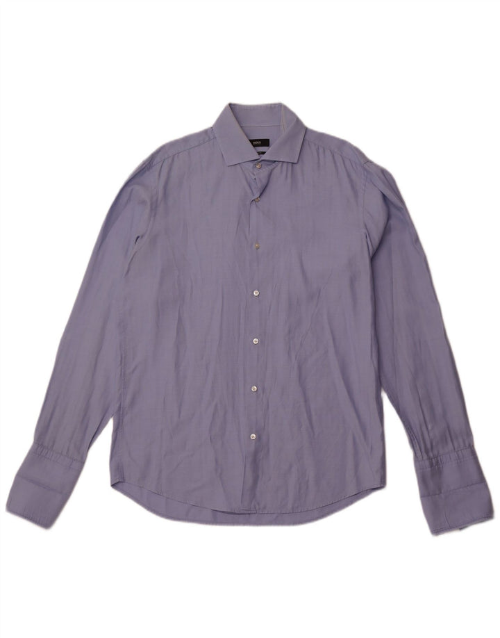 Hugo Boss Camisa formal de corte regular para hombre Talla 39 15 1/2 Azul mediano