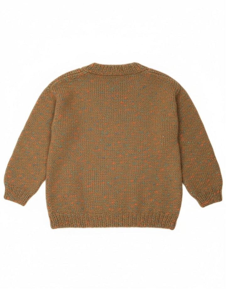 Vintage mujer cuello redondo jersey suéter Reino Unido 12 medio verde moteado