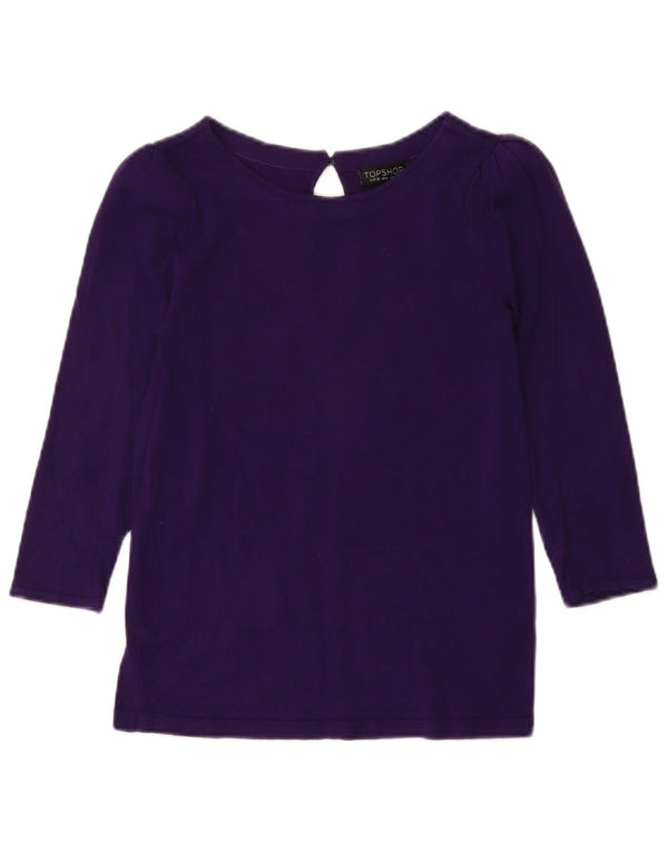 Topshop Top corto para mujer, manga 3/4, talla 40, viscosa morada pequeña