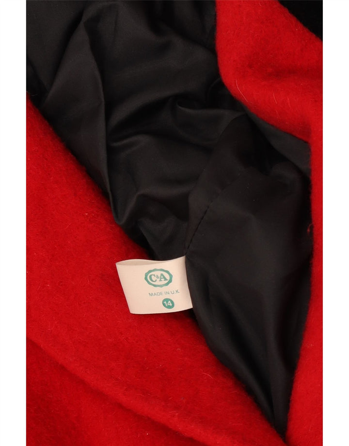 C&A Abrigo cruzado de manga 3/4 para mujer UK 44 Lana roja mediana