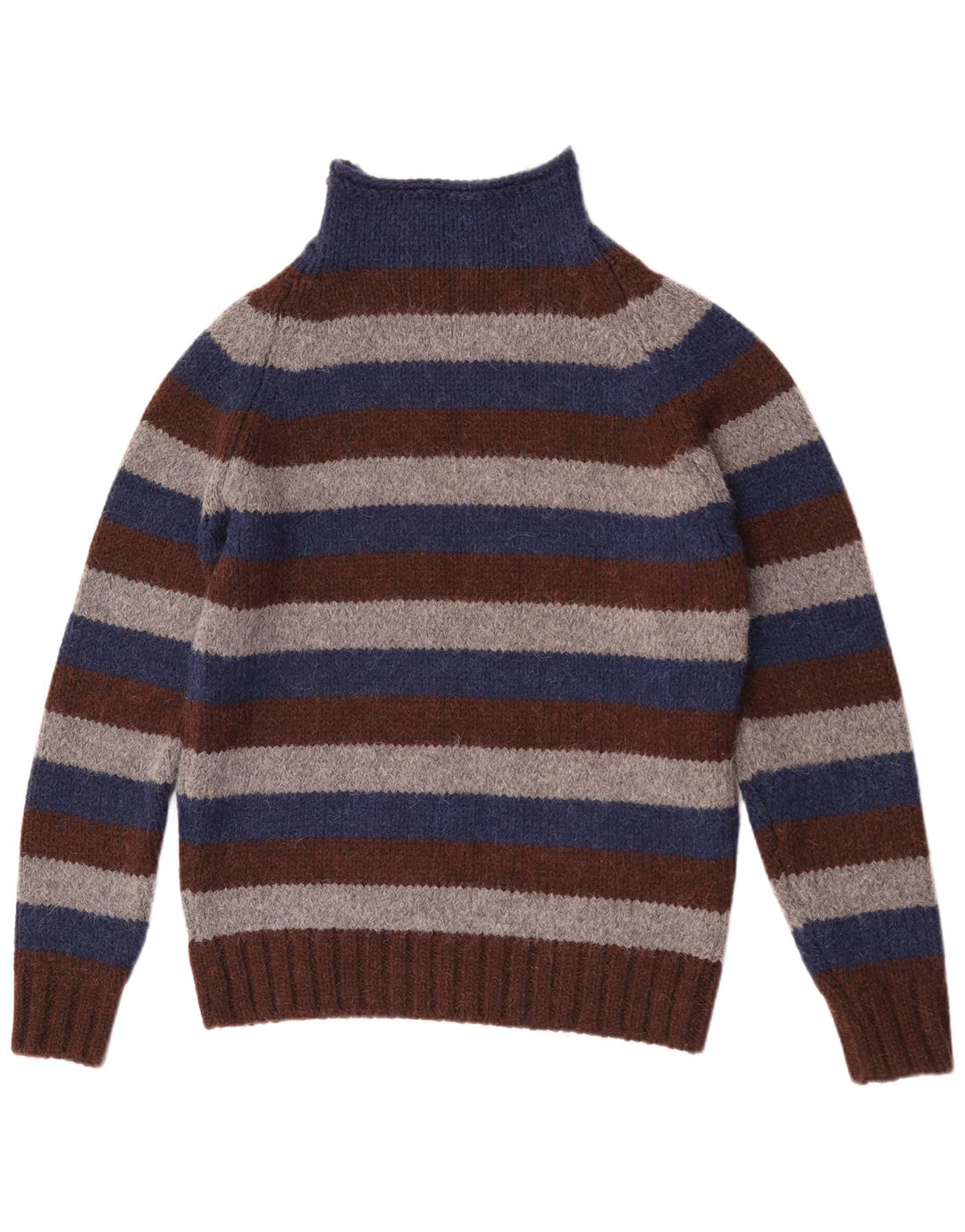 Jersey De Cuello Alto Para Hombre Gas De Lana Virgen A Rayas Multicolor Grande