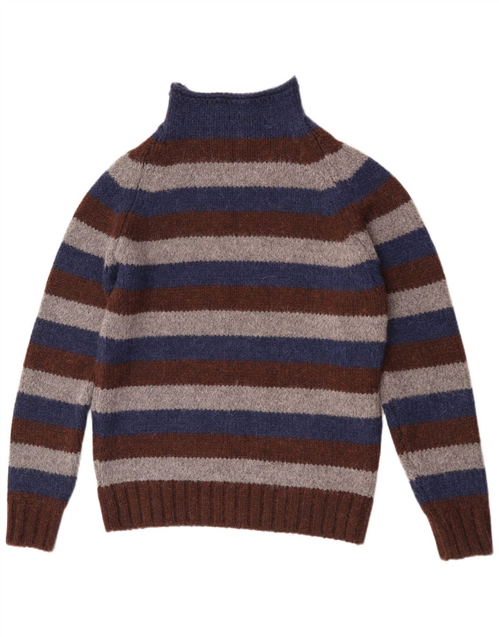 Jersey De Cuello Alto Para Hombre Gas De Lana Virgen A Rayas Multicolor Grande
