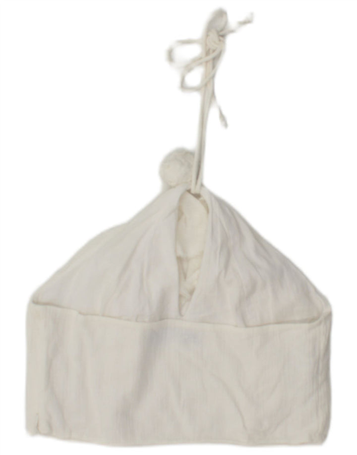 Zara Mujer Halter Top UK 40 Medio Algodón Blanco