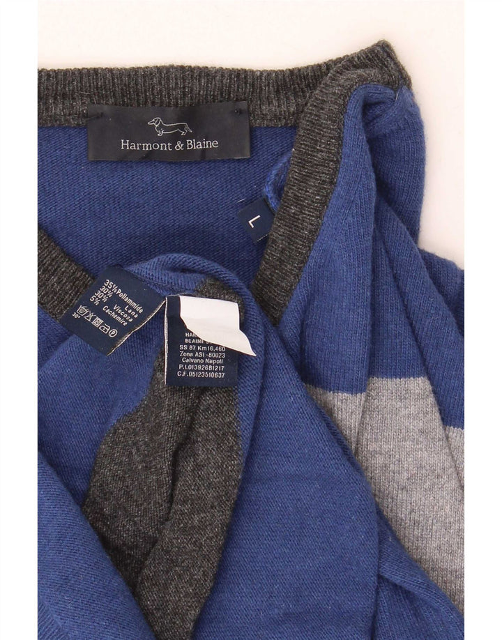 Harmont & Blaine Jersey De Cuello Redondo Para Hombre De Poliamida A Rayas Azul Grande