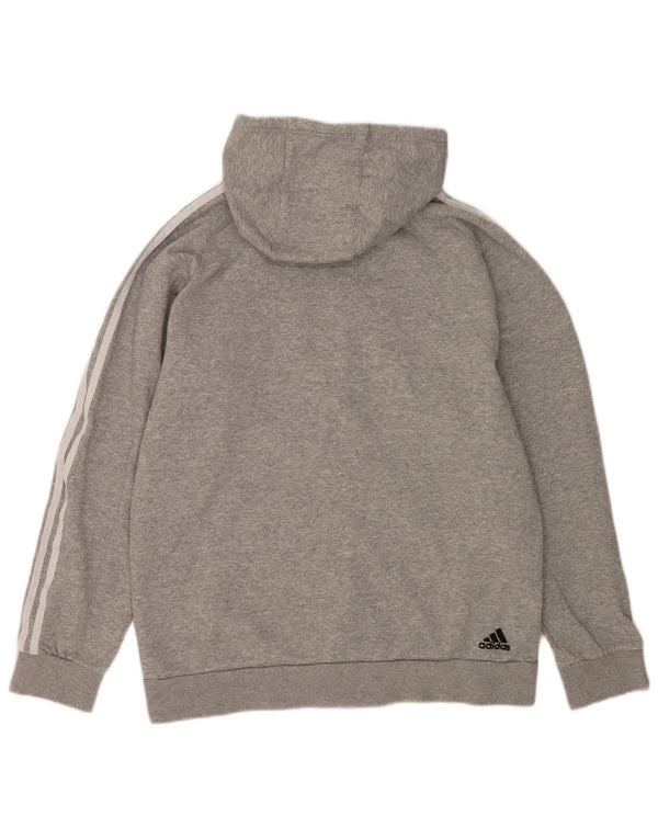 Adidas Hombre Sudadera Con Capucha Y Cremallera Gráfica Grande Gris Colorblock Algodón