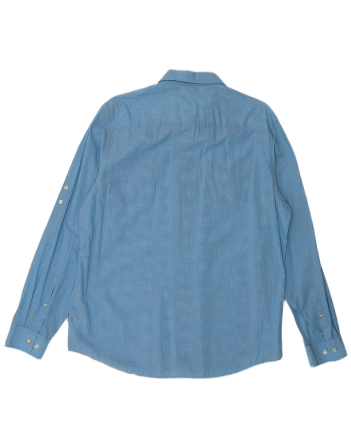 Camisa Calvin Klein para hombre de algodón a rayas azules grandes