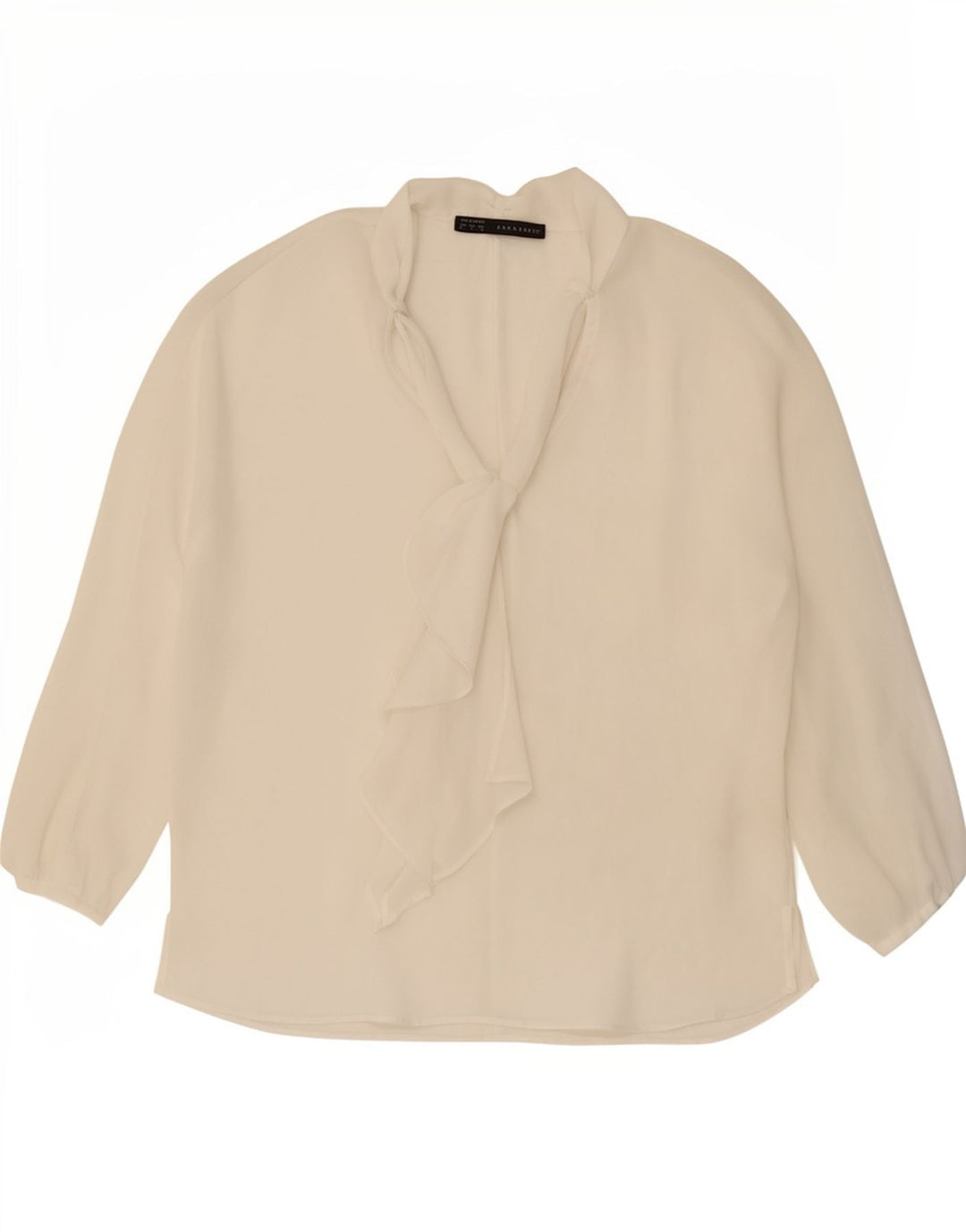 Zara Top transparente de manga larga con lazo frontal para mujer UK 46 Large White