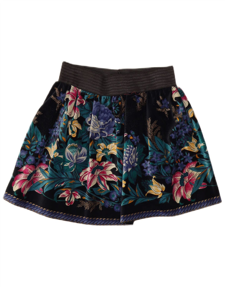 Falda plisada de terciopelo vintage para mujer W26 pequeña multicolor