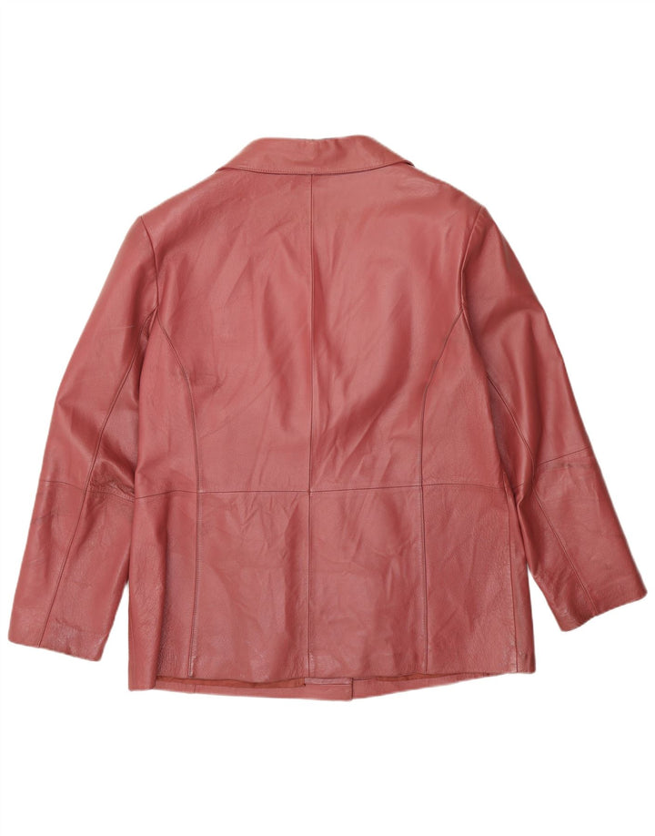 Vintage mujer chaqueta de cuero Reino Unido 16 rosa grande