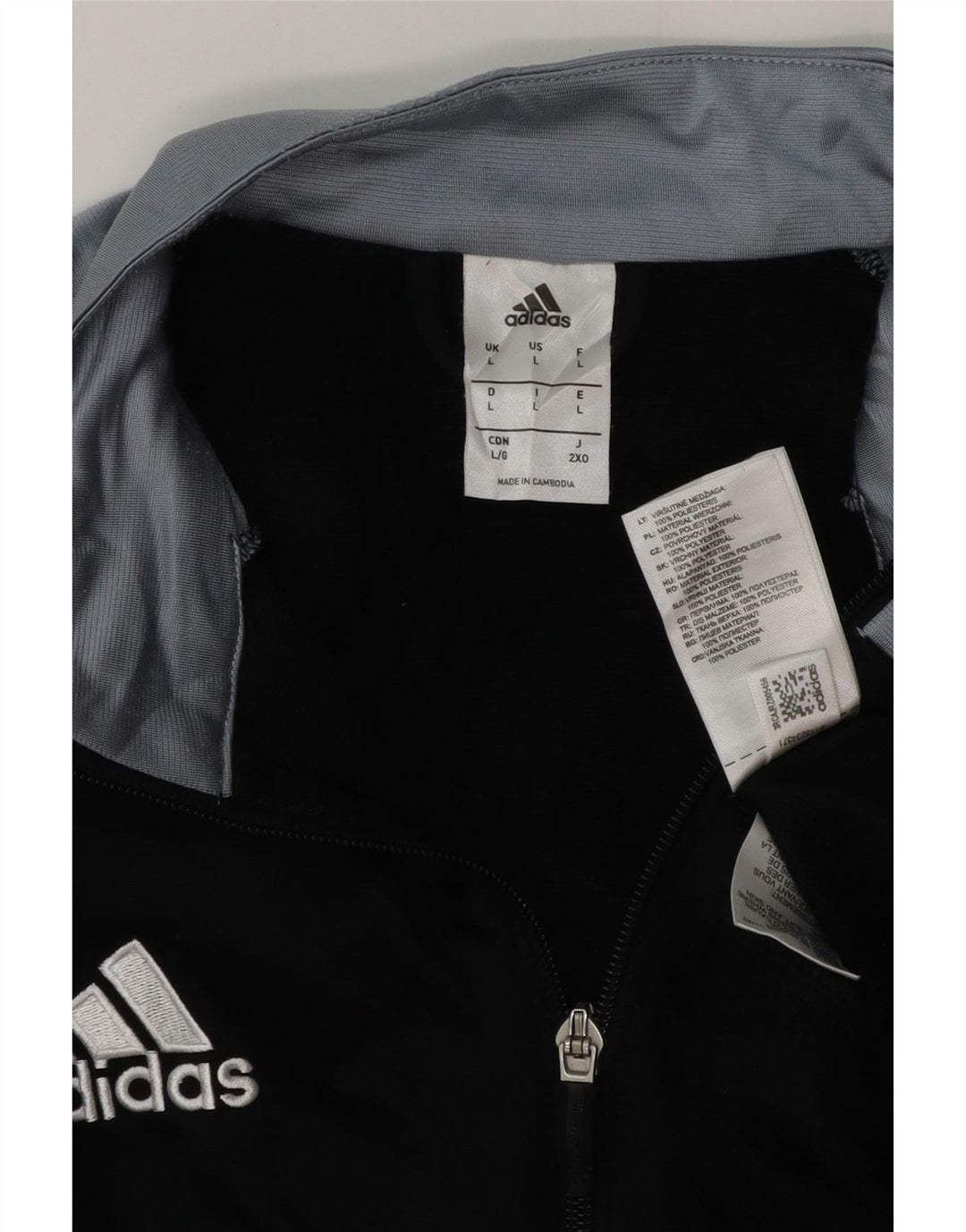 ADIDAS Hombre Chándal Top Chaqueta Grande Negro Colorblock Poliéster