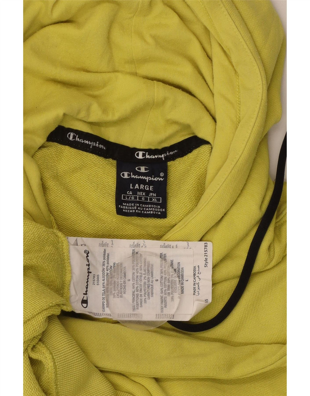 CHAMPION Jersey con capucha gráfica para hombre de algodón amarillo grande