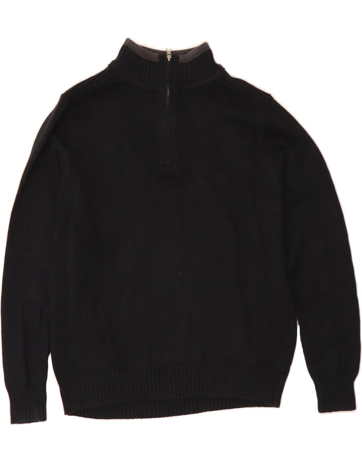 DOCKERS Mens Zip Neck Jumper Sweater Medium Navy Blue Cotton Vintage Dockers and Second-Hand Dockers from Messina Hembry 
