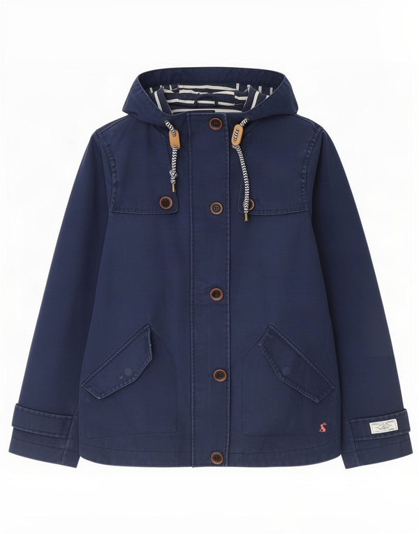 Chaqueta impermeable con capucha para mujer Joules UK 8 Small Azul marino Algodón