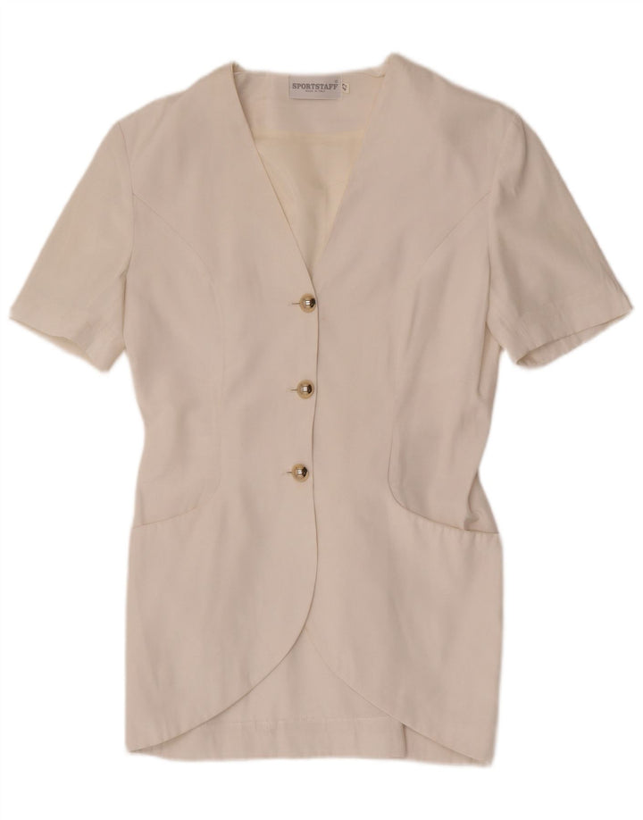 Sportstaff Chaqueta tipo blazer de manga corta con 3 botones para mujer IT 42 Medium White