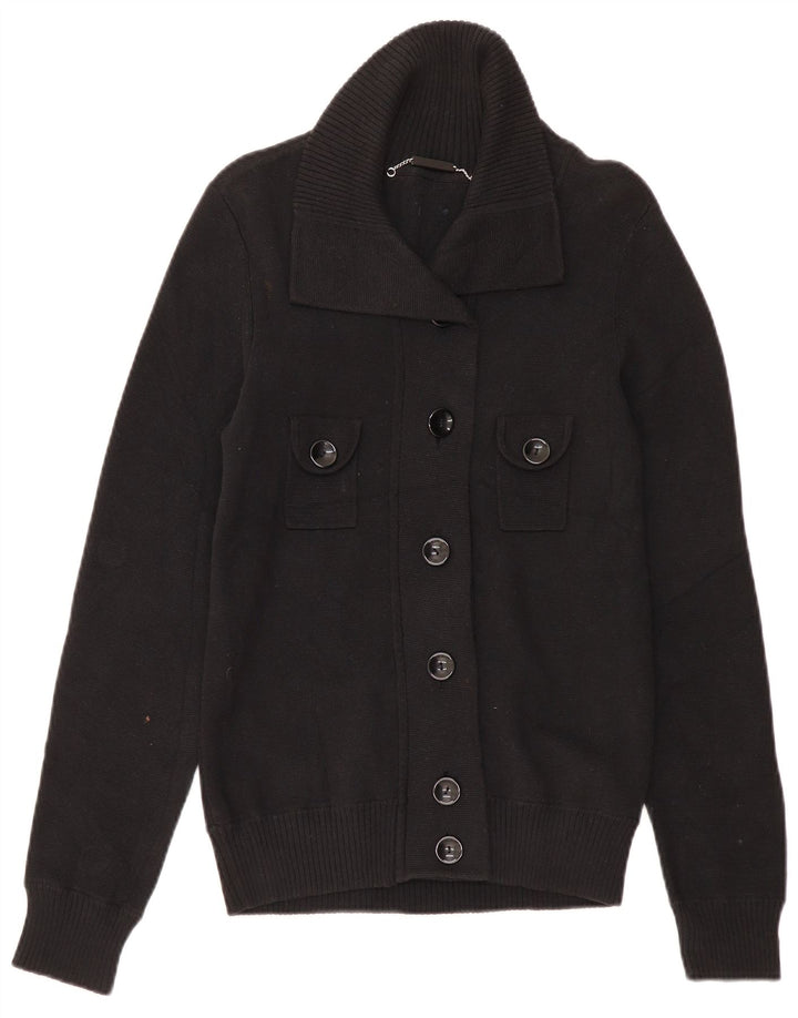 ARMANI JEANS Suéter Cárdigan para Mujer UK 12 Mediano Algodón Negro