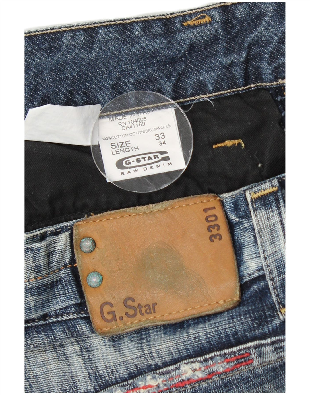G-STAR Vaqueros rectos desgastados 3301 para hombre W33 L34 Algodón azul