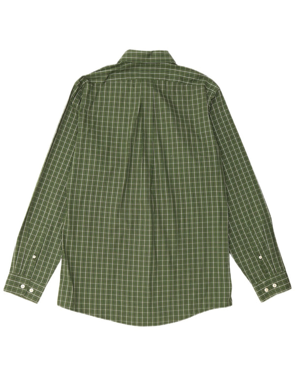 Eddie Bauer Mens Slim Fit Shirt Medium Green Check Cotton