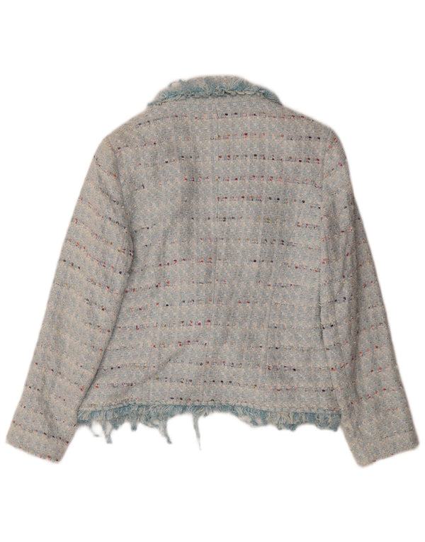 Jaeger Chaqueta tipo blazer abierta para mujer Reino Unido 44 Algodón a rayas azul medio
