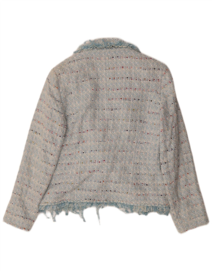 Jaeger Chaqueta tipo blazer abierta para mujer Reino Unido 44 Algodón a rayas azul medio