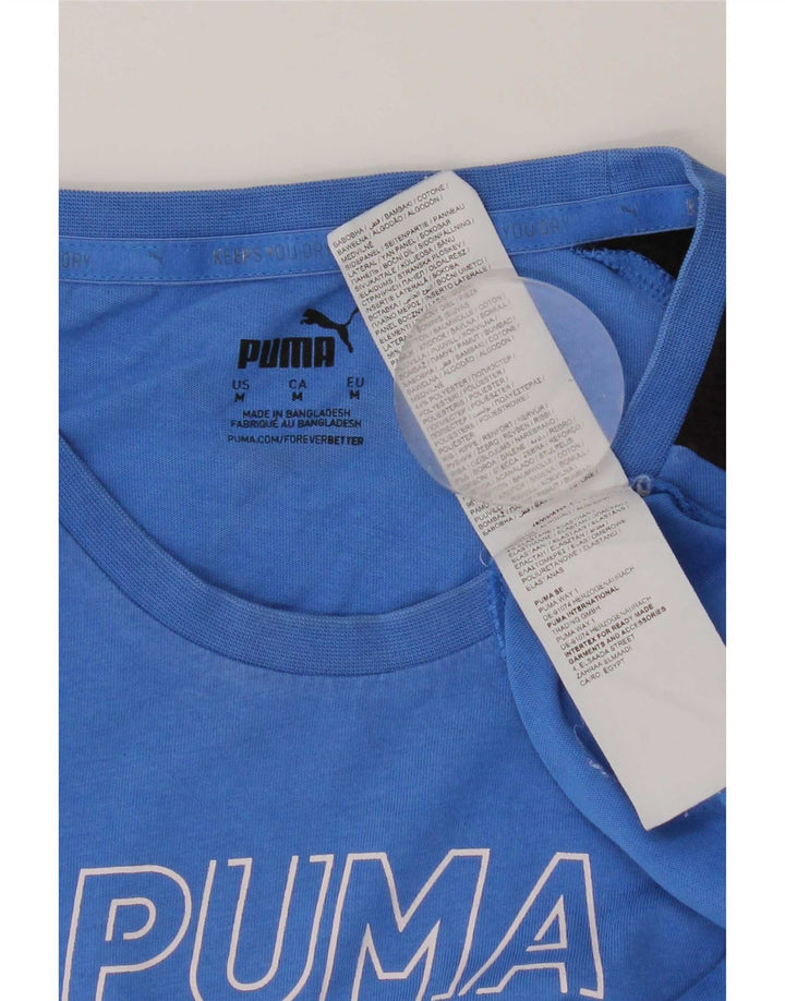 Puma Camiseta gráfica para hombre Top de algodón color block en azul medio