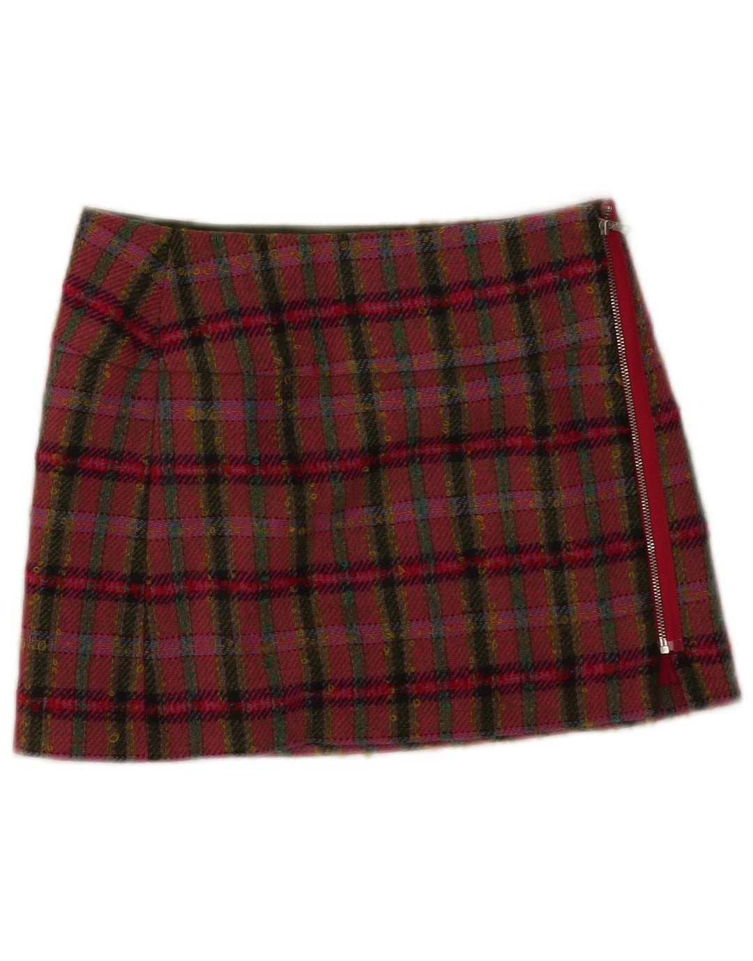 Minifalda para mujer de Ted Baker, talla 1 XS W26, lana a cuadros multicolor