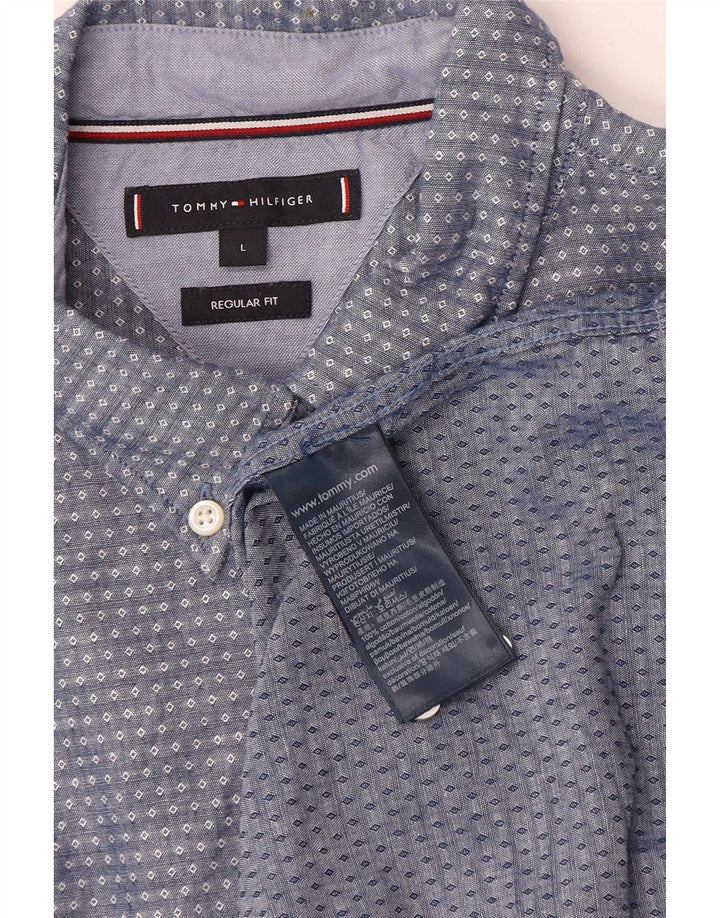 Camisa Tommy Hilfiger de corte regular para hombre de algodón con lunares azules grandes