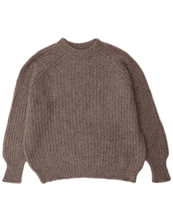 Clorinda Jersey de cuello redondo para hombre, talla 2XL, lana virgen moteada gris