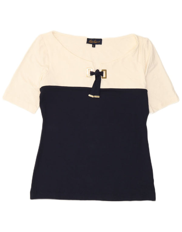 Luisa Spagnoli Blusa para mujer Top UK 10 Small White Colourblock Viscosa
