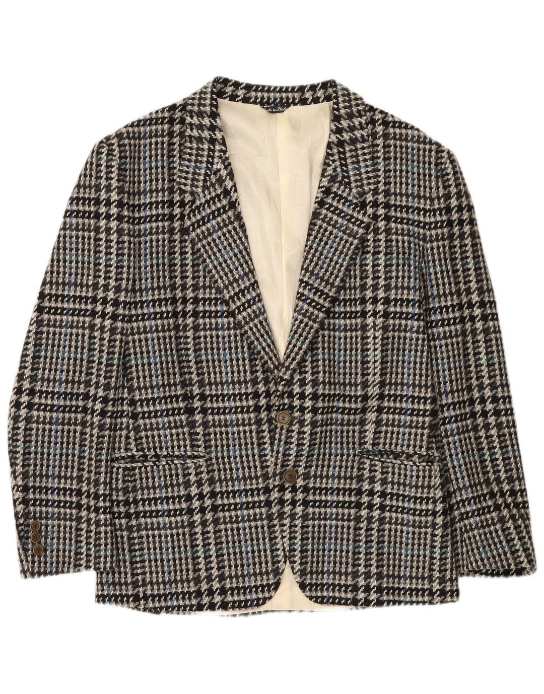 Tiglio Chaqueta tipo blazer de 2 botones para hombre IT 50 Large Gris Pata de gallo Lana virgen
