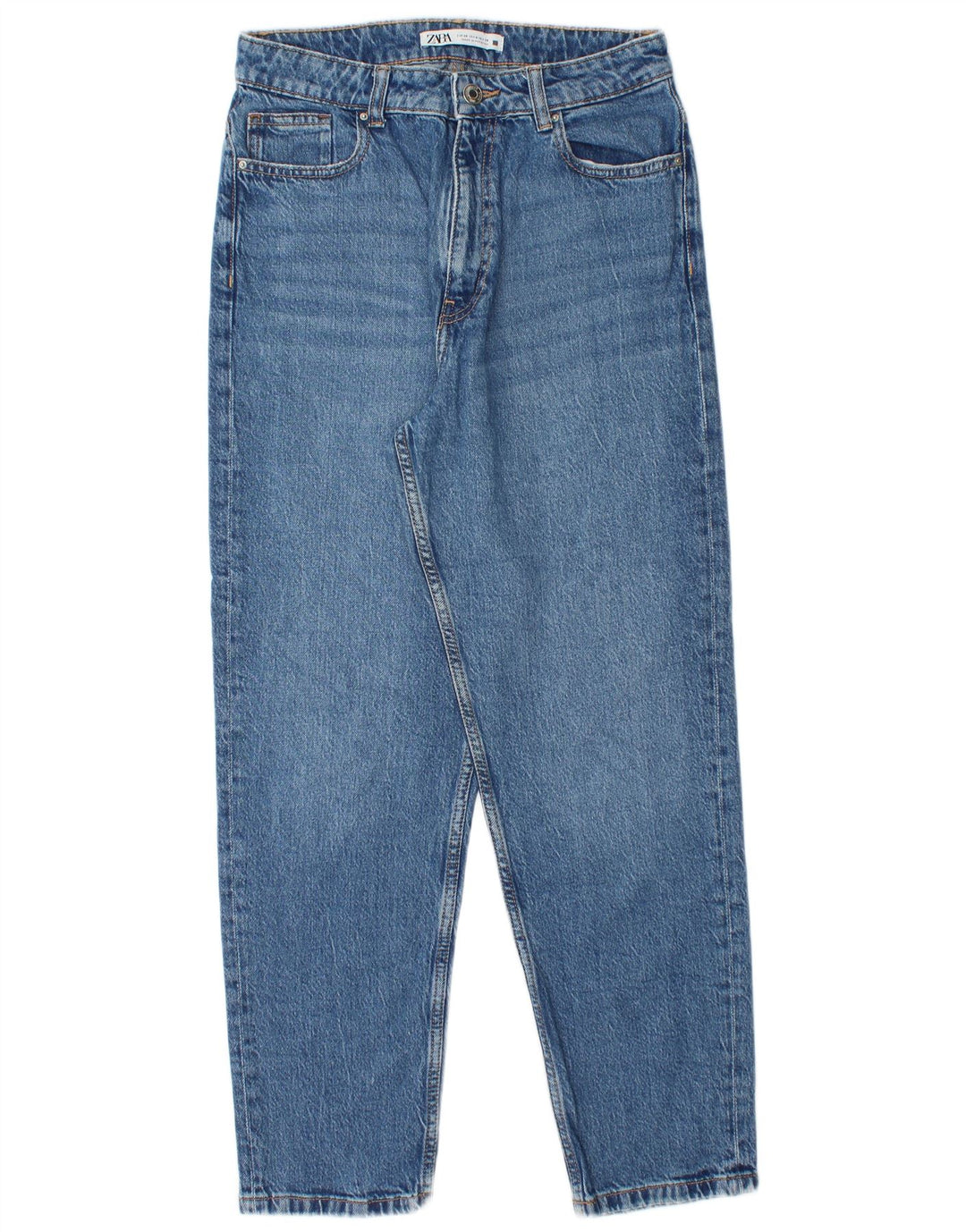 ZARA Vaqueros Cónicos De Cintura Alta Para Mujer EU 38 Small W28 L28 Azul