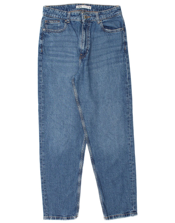 ZARA Vaqueros Cónicos De Cintura Alta Para Mujer EU 38 Small W28 L28 Azul