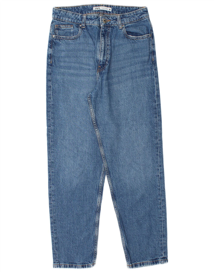 ZARA Vaqueros Cónicos De Cintura Alta Para Mujer EU 38 Small W28 L28 Azul