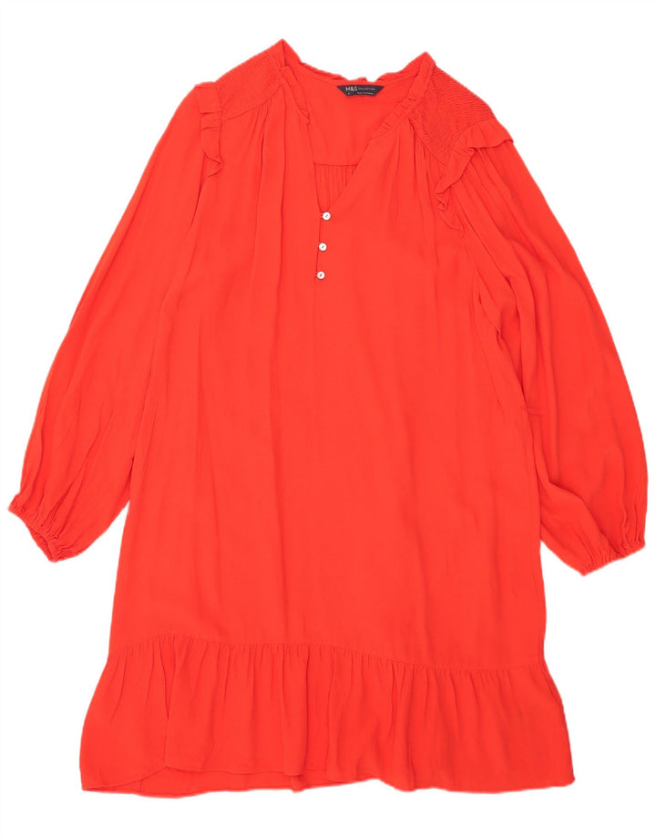 Marks & Spencer Vestido recto extragrande de manga larga para mujer UK 46 Grande Rojo