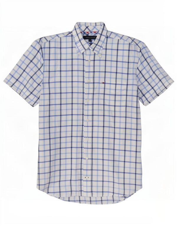 Tommy Hilfiger Camisa De Manga Corta De Algodón A Cuadros Blanco Mediano Hombre