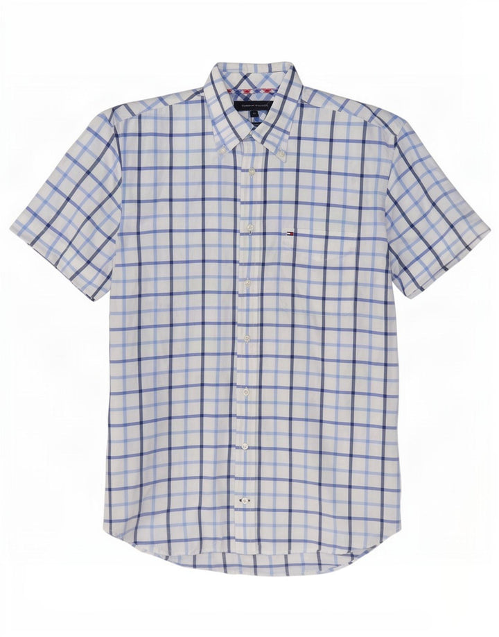 Tommy Hilfiger Camisa De Manga Corta De Algodón A Cuadros Blanco Mediano Hombre