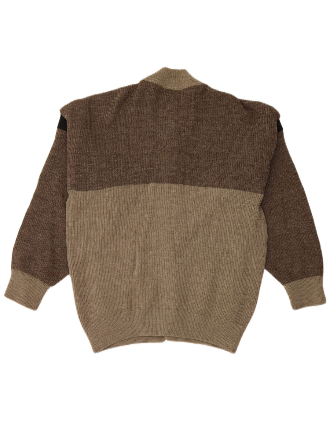 Vintage hombre cardigan suéter grande gris colorblock