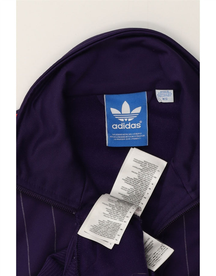Adidas Hombre Chándal Top Chaqueta XS Poliéster A Rayas Morado