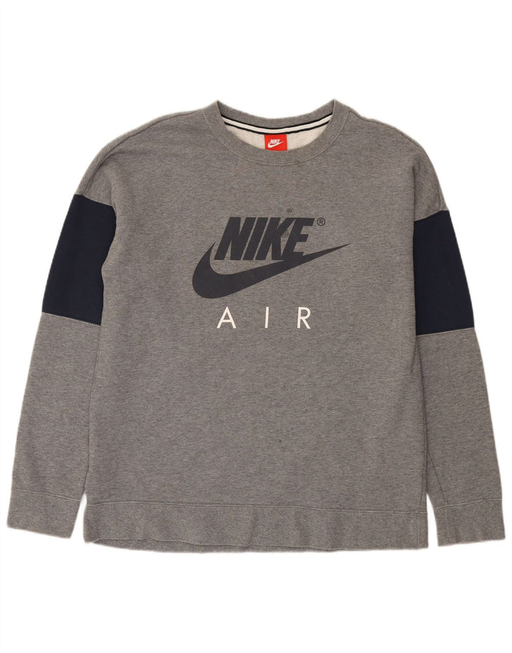 Nike Sudadera con gráfico y diseño tipo jersey de algodón en bloques de color gris grande para hombre