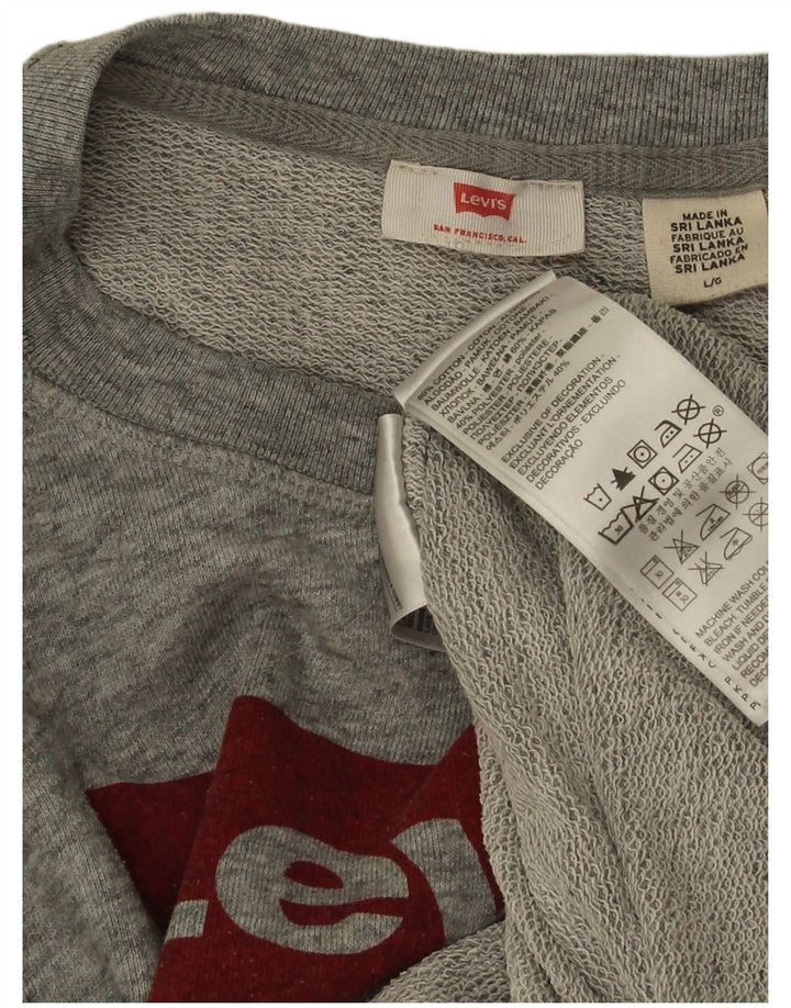 Levi's Sudadera gráfica para mujer Jumper UK 46 Algodón gris grande