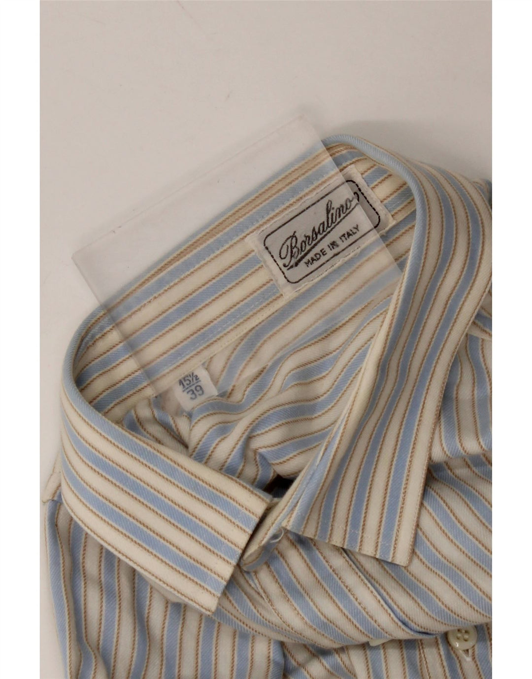 BORSALINO Camisa Hombre Talla 39 15 1/2 Mediano Azul Rayas
