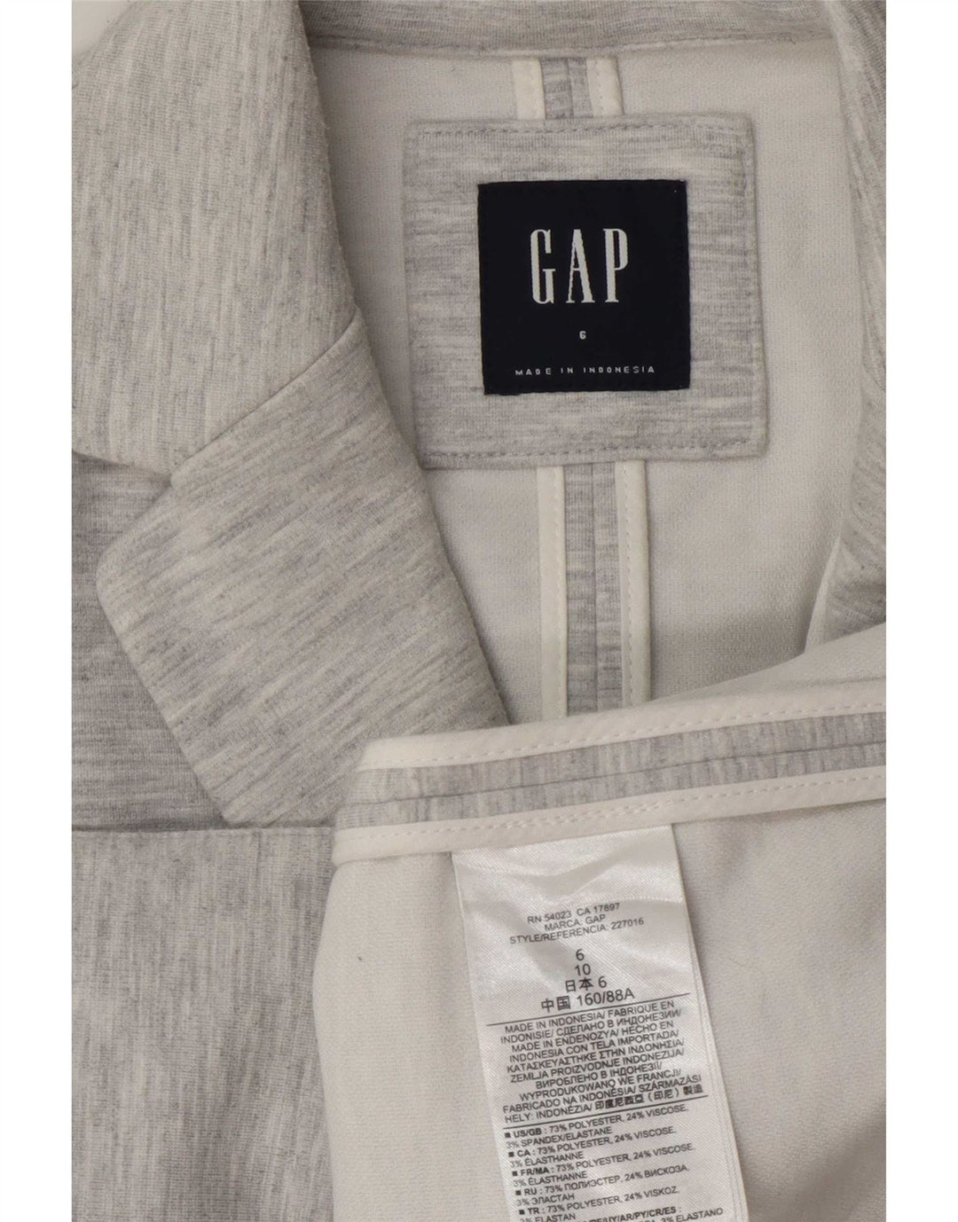 Gap Chaqueta tipo blazer con 1 botón para mujer US 6 Poliéster gris medio