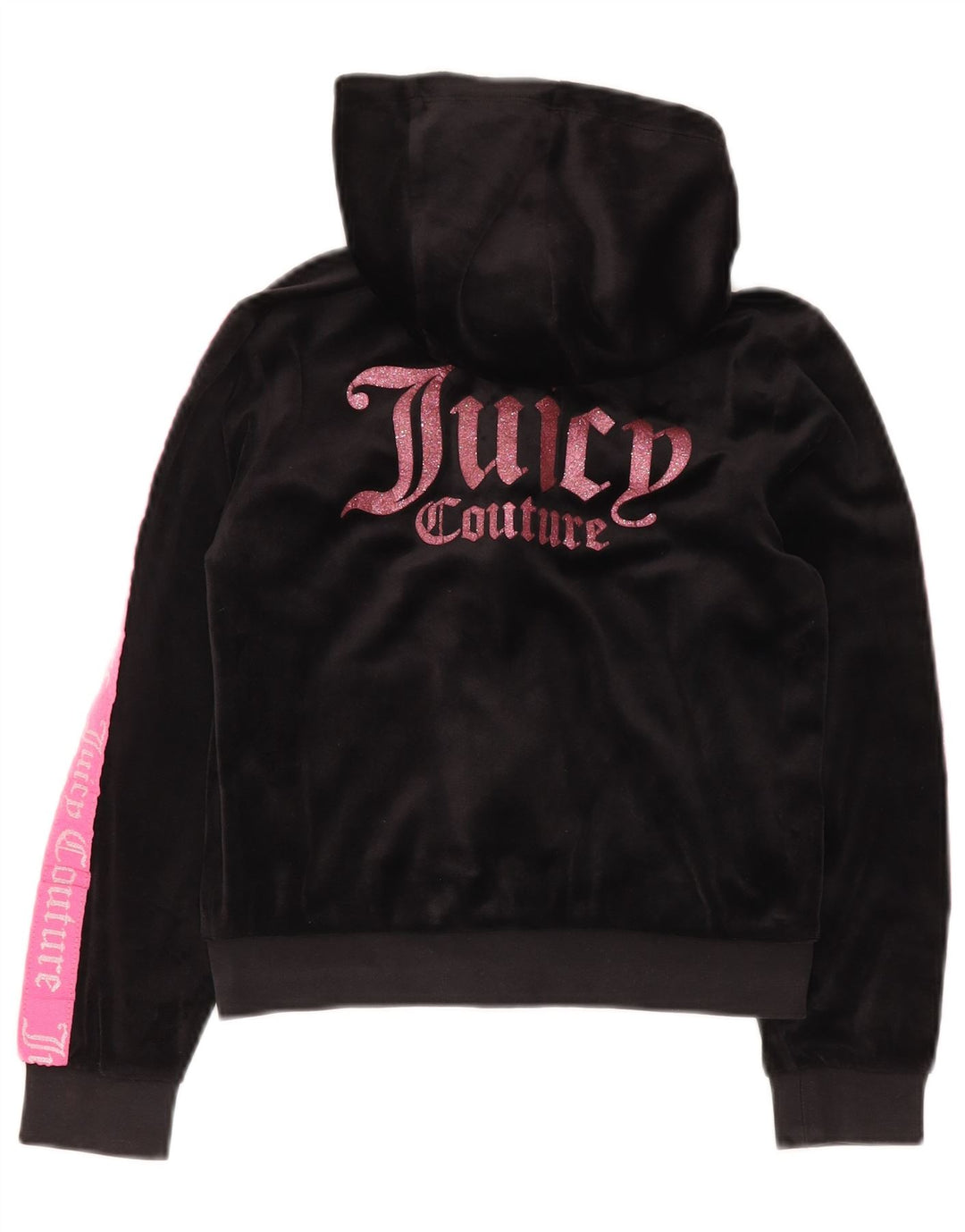 JUICY COUTURE Suéter con capucha y cremallera gráfica para niñas 9-10 años Negro